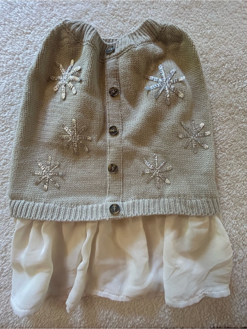 Medium Embellished Knit Dog Dress with Chiffon Skirt